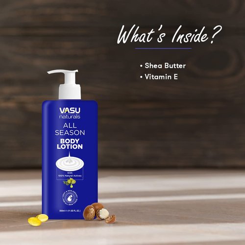 Vasu Naturals All Season Body Lotion - Enriched with Shea Butter & Vitamin E - 48 hr Long Lasting Hydration - Makes Your Skin soft & supple - Ideal For All Seasons - 350ml