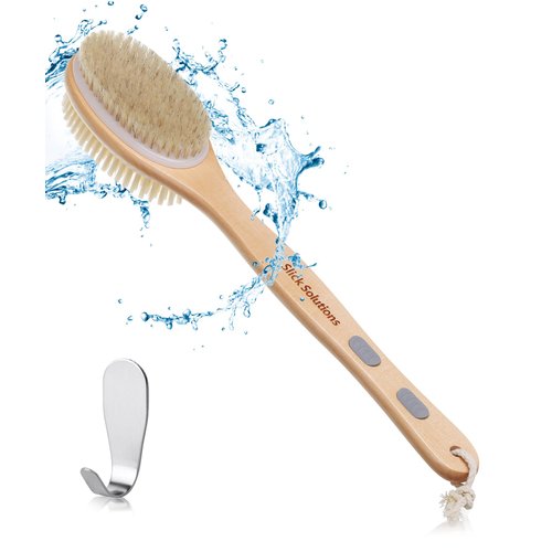 Slick- Shower Brush, Double Sided Shower Brush, Back Scrubber, Bath Brush, Back Brush, Back Brush Long Handle for Shower, Shower Brushes for Your Back, Bath Brush Long Handle for Shower