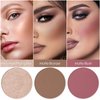 FOCALLURE Blush and Highlighter Palette,3 in 1 Contour Palette,Cruelty-Free Matte Bronzer Powder,Shimmer Illuminator Highlighters for a Glowing Look,#10