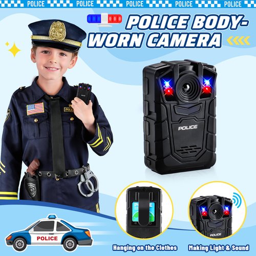 GIFTINBOX Police Costume for Kids, Kids Police Officer Costume for Boys Girls with Accessories, Halloween Costumes for Kids
