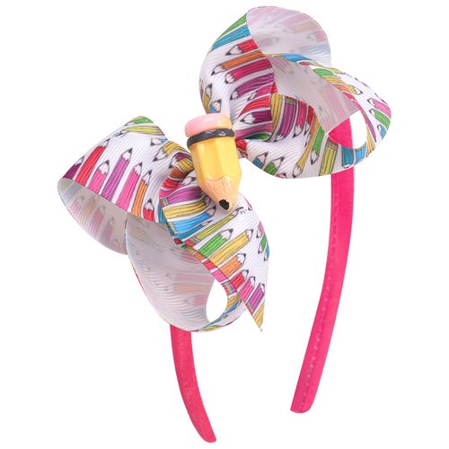 Pencil Headband Back to School Hair Bows Clips Yellow Headband Blackboard Headbands For Girls Hair Bow Clips Head Boppers No Slip Headdress School Hair Bands Gifts 1PCS