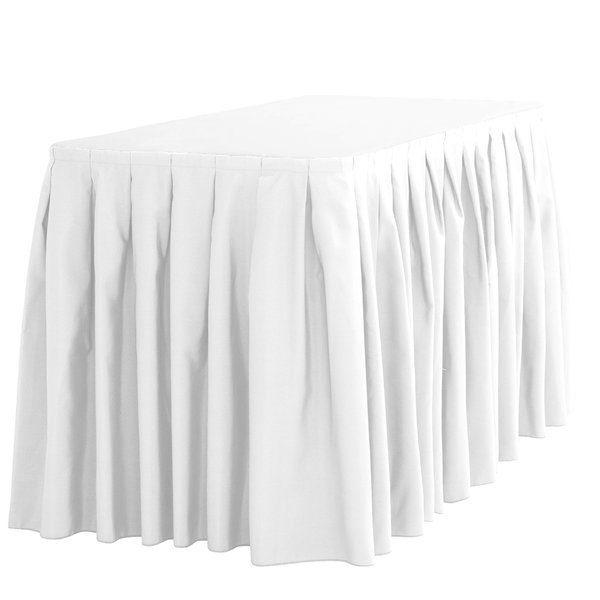 LTC LINENS Table Skirt White for 4 Feet Rectangular or 48 Inch Round Table - 14 ft Pleated Table Skirting Cloth Polyester for Banquet, Wedding