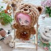 niannyyhouse 20cm Plush Doll Clothes Bear Pattern Onesie Dress Up 8in Kpop Stuffed Doll Clothing (Brown)
