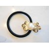 Generic Flower shaped hair tie pony tail holder scrunchie with pearl and crystals