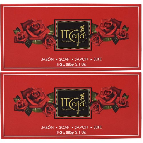 Maja Soap Sets Rectangle (3 x 3.1 Oz. Each) 18.6 Oz Total-2-PACKS(Sets) of 3 Soaps- - Jabon Perfumado