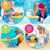 Elovien Beach Sand Toys Set, 24PCS Sandbox Toys with Mesh Backpack Bag Included 2 Foldable Buckets Pails, Sand Molds, Shovels, Rakes and Watering Can, Summer Outdoor Toys for Kids Toddlers Boys Girls