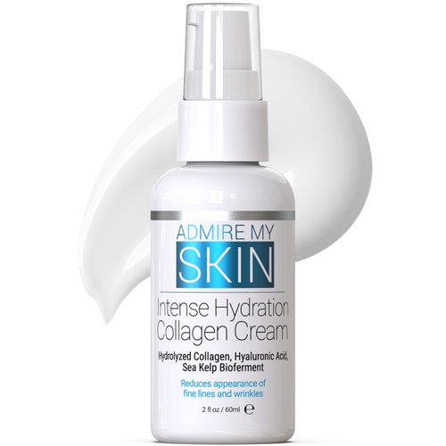 Admire My Skin Collagen Cream Moisturizer For Dry Skin - Hyaluronic Acid Cream - Non Comedogenic Hydrating Cream Eliminates Dull Dry Skin for That Healthy Youthful Glow 2oz