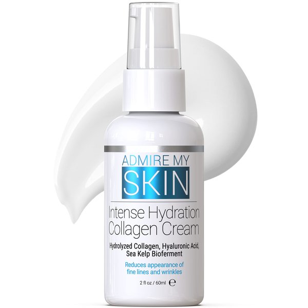 Admire My Skin Collagen Cream Moisturizer For Dry Skin - Hyaluronic Acid Cream - Non Comedogenic Hydrating Cream Eliminates Dull Dry Skin for That Healthy Youthful Glow 2oz