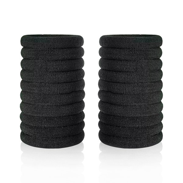 Ponytail Holder Hair Tie Band for women Soft Elastic (Black, Pack of 20)