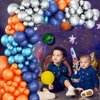 Blue and Orange Balloon Garland Arch Kit, Navy Blue and Orange Silver Space Balloons Arch for Astronaut Party Supplies, Party Balloons for Outer Space Theme Birthday Baby Shower Decorations