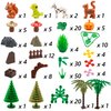 BroTex Plants Tree Accessories Jungle - Botanical Parts Bricks Flower Leaf Forest Flower Plants Pieces Building Blocks Set, Animals Farm Squirrel Birds Grass Garden House Toy (Without Baseplate)