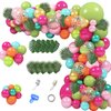 158Pcs Tropical Balloon Arch Garland Kit, Hawaiian Luau Aloha Flamingo Summer Beach Party Decorations Green Pink Orange Confetti Balloons Palm Leaves
