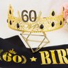 CIEHER 60th Birthday Sash & 60th Birthday King Crown for Men，60th Birthday Crowns for Men King Tiara 60th Birthday King Sash, 60th Birthday Gifts For Men, 60th Birthday Decorations Men