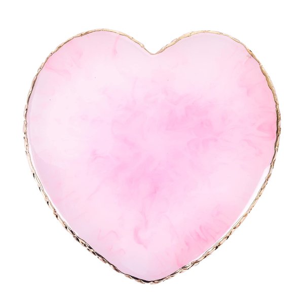 Molain Nail Art Palettes Resin Nail Mixing Palette Polish Color Mixing Plate Golden Edge Resin Nail Holder Heart Shape Cosmetic Mixing Tools