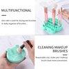 Silicon Makeup Brush Cleaner Mat with Brush Drying manual Make up brush cleaner cleanser machine Cosmetic Brush Cleaner Pad+Makeup Brush Dry Cleaned Quick Color Removal Sponge Scrubber Tool (Green)