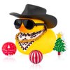 wonuu Car Dashboard Christmas Decorations Rubber Ducks, Christmas Eve Rubber Ducky for Car Ornament Cute Duck with Accessories, Cowboy Hat, Glasses, Necklace (Black)