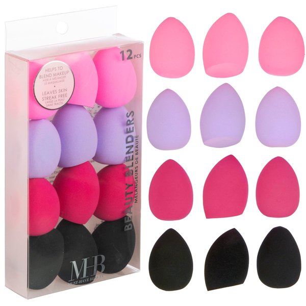 Expressions 12pc Beauty Blenders Value Pack - Assorted Cosmetic Makeup Sponge Beauty Blender Set For Foundation, Blush, Concealer, Eyeshadow, Contour & Highlighter Bright