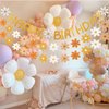 Happy Birthday Banner Little Daisy Banner for Kids Adults Birthday Party Decorations (Dark Yellow+Orange)