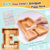SummiDate Wooden Letter Piggy Bank| Piggy Bank for Boys Girls Toddler| Alphabet E Money Bank| Coin Bank Birthday Gift for Kids|2024 Graduation Money Box (E)