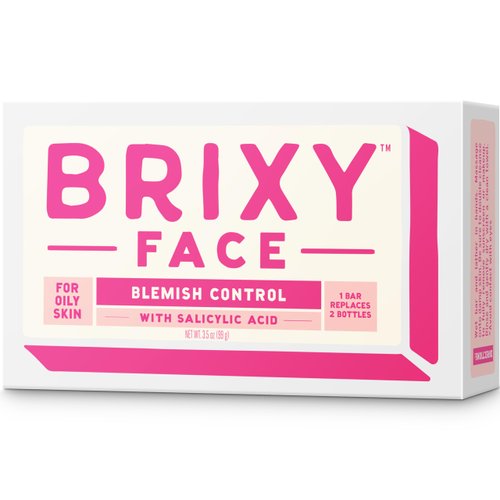 BRIXY Blemish Control Facial Cleansing Bar – Salicylic Acid Unclogs Pores And Balances Natural Oils, Ceramides and Niacinamide Promote Heathy Skin Barrier, pH Balanced, Soap Free, Vegan