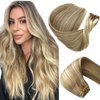 Sew in Weft Hair Extensions Human Hair 18 Inch Balayage Beige Blonde to Platinum Blonde Sew in Hair Extensions Real Human Hair Hand Tied Weft Hair Extensions Human Hair Sew in Hair Bundles Hair Wefts