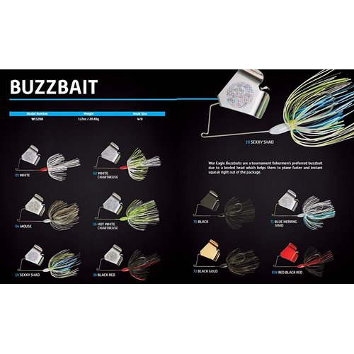 War Eagle Buzzbait Tournament-Preferred Fishing Lure with Unique Keeled Head and Hand-Tied Skirt