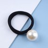 Yheakne Vintage Pearl Hair Accessory - Elastic Nylon Ponytail Holder with Ring for Women and Girls Gifts (Black B)