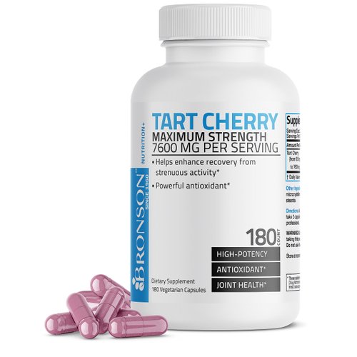 Bronson Tart Cherry Maximum Strength 7600 mg, 180 Vegetarian Capsules (90 Servings)