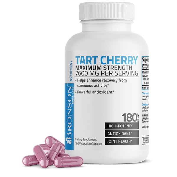 Bronson Tart Cherry Maximum Strength 7600 mg, 180 Vegetarian Capsules (90 Servings)