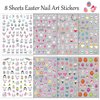 8 Sheets Easter Nail Art Stickers Easter Egg Rabbit Nail Decals 3D Self Adhesive Nail Stickers Easter Egg Cute Bunny Cartoon Nail Designs Easter Nail Art Supplies for Women Girls Manicure Accessories