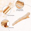16 Pieces Pearls Rhinestone Alligator Hair Clips Rhinestone Duckbill Clips Duckbill Hairpins Hair Barrettes for Women Girls Hair Styling Tools Accessories, 4 Colors