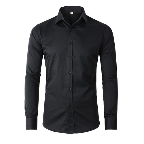 Beninos Mens Classic Button Down Dress Shirt Regular Fit (5618 Black, M)