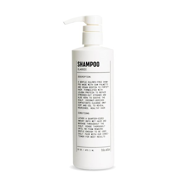 Blu Atlas Men's Natural Shampoo - For All Hair Types - Gentle Cleansing, Deep Hydrating Shampoo Vegan Sulfate and Paraben-Free- Classic Scent, 16 oz.