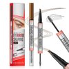 Microblading Eyebrow Pen - 2-in-1 Dual-Ended Eyebrow Pen with 4-Fork-Tip & Eyebrow Brush and Sealing Brow Gel, Creates Natural Looking Brows Effortlessly (Light Brown)