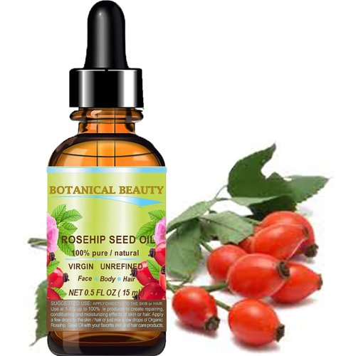 Botanical Beauty ROSEHIP SEED OIL Pure For Face, Skin, Hair and Body. Anti-Aging Moisturizer Facial Oil 0.5 Fl oz 15 ml