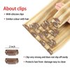 Houlud Straight Clip in Hair Extensions Human Hair 14 Inch 110g 7pcs Clip in Hair Extensions Brazilian Remy Human Hair 16 Clips Double Weft Human Hair For Women (14 Inch, 18P/613)