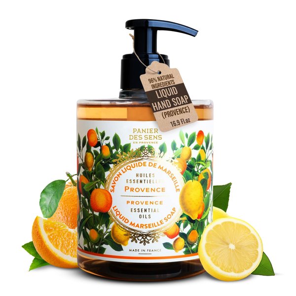 Panier des Sens - Liquid Hand Soap - Provence Hand Wash - French Marseille Moisturizing Hand Soap with Coconut Oil - Refillable Kitchen & Bathroom Hand Soap - 97% Natural Ingredients -16.9 Fl.oz