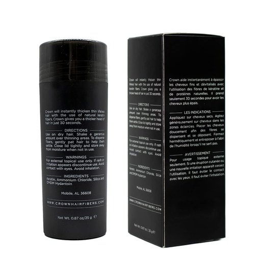 CROWN Hair Building Fibers for Fine & Thinning Hair (DARK BROWN) - Instantly Create Thicker Fuller Looking Hair - Best Natural Keratin Hair Loss Concealer - 10 Shades for Men & Women (0.87oz)