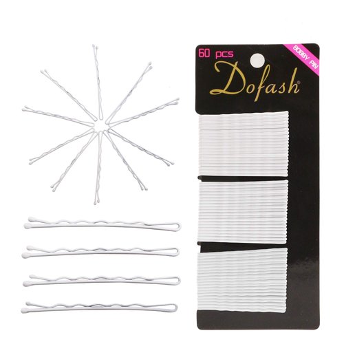 Dofash 5CM/2in Wavy Bobby Pins White Hair pins Metal Hair Grips for Women 60pcs（White）