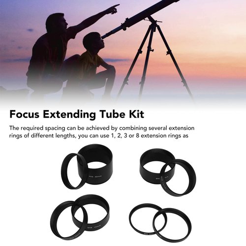 Focal Length Extension Tube Kit, 8 PCS Aluminum Alloy M48X0.75 Astronomical Extension Tube Kit 3 5 7 10 12 15 20 30mm Extending Ring for Astronomical Telescope Photography