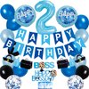 APINWIN Blue Black Boss 2nd Birthday Party Decorations for Boy, Boss Theme Baby 2 Years Old Birthday Decorations, Boss Cake Topper, Boss Boy Two Years Old Birthday Party Favor Balloons