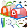 Halloscume 2 Pack Bug Catcher Kit Summer Toy Gift for Kids Boys Girls Outdoor Critter Bug Container Insect Cage Educational Bug Box for Butterfly Catching Activity Supplies(Blue, Green)
