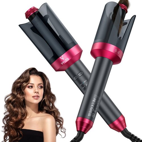 VYLTO Automatic Curling Iron Curling Wand, Auto Hair Curler with 1 inch Ceramic Ionic Barre, 4 Gears Heating Temperatures, Auto Shut-Off and Anti-Scald, Fast Heating for Hair Styling-E5