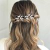 BETITETO Small Crystal Hair Accessories 2 Pieces Black White Rhinestone Silver Hair Comb Pins Pieces for Wedding Party