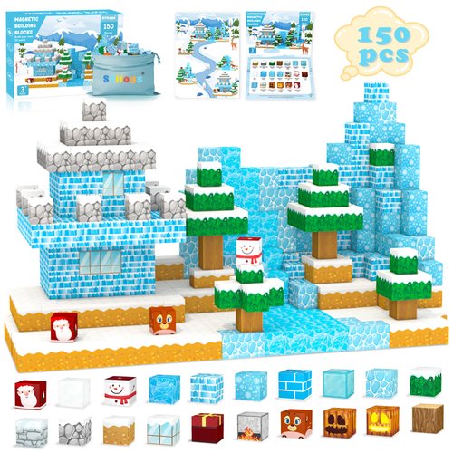 Stlloys 150PCS Magnetic Blocks Frozen Toys, STEM Magnetic Building Blocks Construction Toys for Kids Toddlers Boys Girls Ages 3 4 5 6 7 8 9 10 11 12 Christmas Birthday Gifts