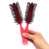 Styling Gear Detangling Hair Brush Nylon Bristles 7 Row Teasing Womens Brush For Thick Hair Small Travel Hairbrush Brush For Hair 2 Pcs. (Pink)