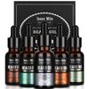 ISNER MILE 5 Pack Beard Oil Set Leave in Conditioner Cedarwood Sandalwood Sage Sweet Orange for Men Mustaches Soften Moisturizing Strength Stocking Stuffers Gifts for Him Man Dad Father Boyfriend
