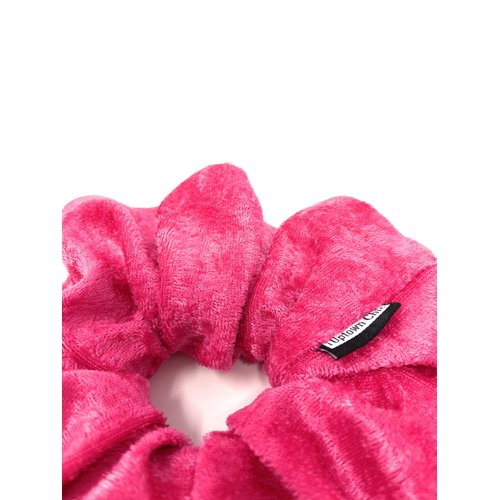 XL Jumbo Velvet Scrunchie For Hair, Scrunchy for Women Girls, Durable Elastic Band Ties to Hold Thick, Straight, Curly Hair - Breakage, Frizz Prevention (Fuchsia)