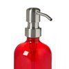 Red Soap Dispenser with Stainless Steel Pump - 16oz Red Glass Dish Soap Dispenser with Non Slip Coaster and Top Protector