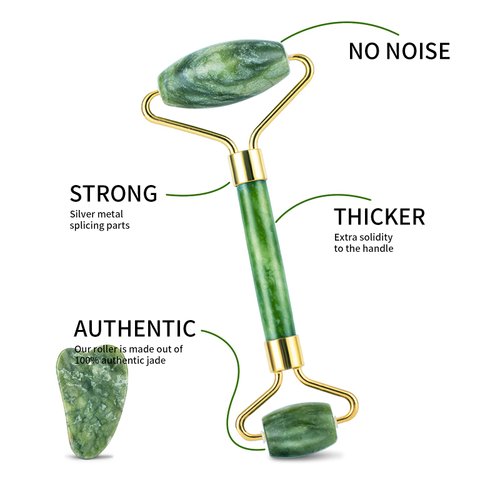 BFASU Facial Roller Set of 3, Ice Roller, Two-Sided Jade Roller and Gua Sha Massage Tool, Rolling Tool for Facial Beauty and Body Massage, Helps Reduce Puffy,Skin Care Gifts (Green)